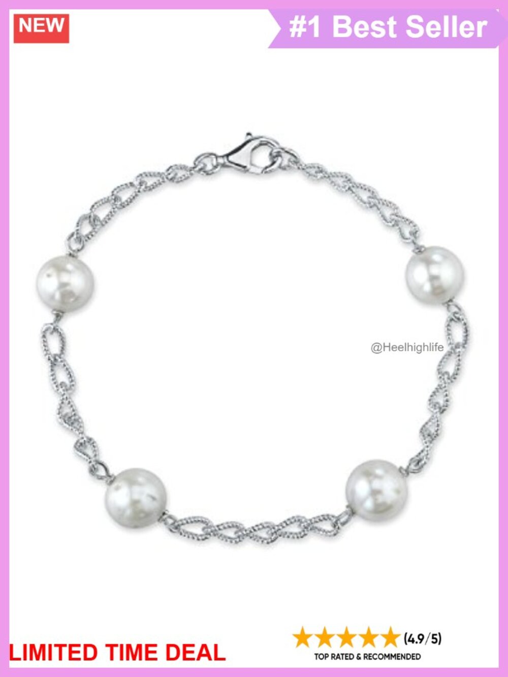 9.0-9.5mm Freshwater Pearl Sterling Silver Bracelet Set for Women